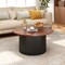 Walnut Solid Wood Round Coffee Table with Wave Support